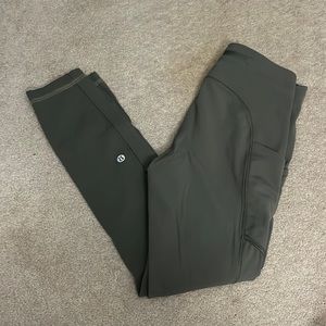 Army green lululemon leggings (side pockets and back zip pocket)